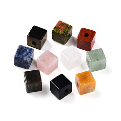 Смешанные камни Европейские бусины из натурального смешанного камня, кубические бусины с большим отверстием , 15~16.5x15~16.5x15~16.5 мм, отверстие : 4.5~5.5 мм