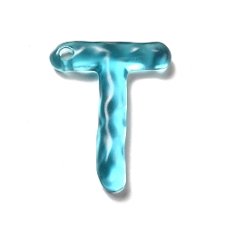 Letter T Transparente Harz-Alphabet-Anhänger, Brief Reize, letter.t, 41~45x33~52.5x8 mm, Bohrung: 3.5 mm