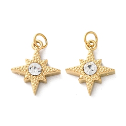 Звезда Ионное покрытие (ip) 304 подвески из нержавеющей стали со стразами, реальный 18 k позолоченный, звезда, 14x12x3 мм, отверстие : 2.8 мм