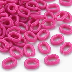 Medium Violet Red Opaque Acrylic Linking Rings, Quick Link Connectors, For Jewelry Chains Making, Oval, Medium Violet Red, 10x7.5x2.5mm, Hole: 3x5.5mm