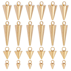 Настоящее золото 18K 40 шт 4 стили 304 подвески из нержавеющей стали, подвески в виде шипов/конусов, реальный 18 k позолоченный, 7.5~18x3~7 мм, отверстие : 1.8~2 мм, 10 шт / стиль