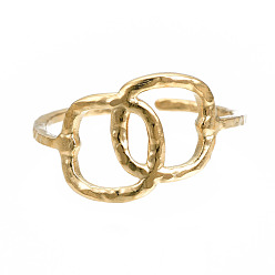 Золотой 304 овальное открытое манжетное кольцо из нержавеющей стали, полое массивное кольцо для женщин, золотые, размер США 6 3/4 (17.1 мм)