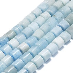 Aquamarine Natural Aquamarine Beads Strands, with Seed Beads, Column, 10.5x7~9mm, Hole: 1mm, about 38pcs/strand, 15.94''(40.5cm)