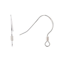 Silver 925 Sterling Silver Earring Hooks, with 925 Stamp, Silver, 15x18x1mm, Hole: 1.5mm, 24 Gauge, Pin: 0.5mm