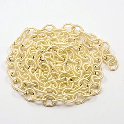 Light Khaki Handmade Nylon Cable Chains Loop, Oval, Light Khaki, 8~9x11~13x2mm, about 85cm/strand, 33.5 inch