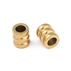 Настоящее золото 18K Ионное покрытие (ip) 202 шарики из нержавеющей стали, гофрированная колонна, реальный 18 k позолоченный, 7x8 мм, отверстие : 4 мм