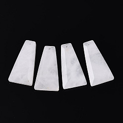 Белый Нефрит Натурального белого нефрита подвески, граненые трапециевидные подвески, 24.5~25.5x12.5~13.5x3.5~4.5 мм, отверстие : 1~1.2 мм