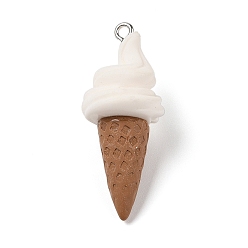 Верблюжий Непрозрачные подвески из искусственной смолы, Подвески в виде мороженого с железными петлями с платиновым покрытием, верблюжие, 39.5x15x16 мм, отверстие : 2 мм