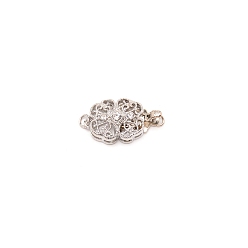 Platin Farbe Messingfeld Strass Spangen, Blume, Platin Farbe, 20x11.5x6 mm, Bohrung: 2 mm