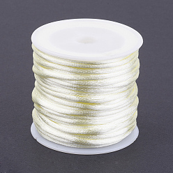 Светлый Золото-желтый Нейлоновый шнур, атласный шнур, для изготовления украшений из бисера, китайское вязание, светлый золотарник желтый, 2 мм, около 10.93 ярдов (10 м) / рулон