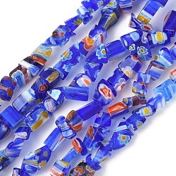 Синий Handmade millefiori lampwork beads strands, самородки, синие, 2~7x4~7x3~6 мм, отверстие : 1 мм, 33.86'' (86 см)