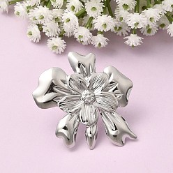 Нержавеющая Сталь Цвет Цветок 304 открытые манжеты из нержавеющей стали для женщин, цвет нержавеющей стали, внутренний диаметр: 17.6 мм