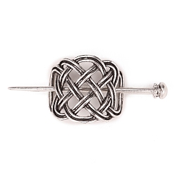 Античное Серебро Палочки для волос из сплава в стиле ретро викингов, держатель для хвоста с полыми волосами, аксессуары для волос своими руками, античное серебро, 27.5x47 мм