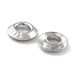 Платина Родиевое покрытие 925 проушины из стерлингового серебра, для изготовления пакетов, плоско-круглые, платина, 0.45x0.1 см, отверстие : 1.8 мм
