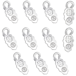 925 Sterling Silver Plated 10Pcs Alloy Pinch Bails, Glue-on Flat Pad Bails for Pendant Making, Oval/Leaf, 925 Sterling Silver Plated, 13.5x6x1.5mm, Hole: 2mm