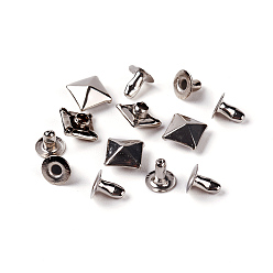 Platinum Brass Rivet Studs, with Iron Findings, For Purse, Bags, Boots, Leather Crafts Decoration, Platinum, 6x6x3mm