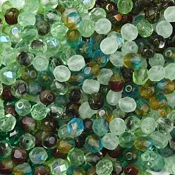 Зеленый Полированные чешские стеклянные бусины, граненые, ананас, зелёные, 6x5.5~6 мм, отверстие : 1.2 мм, около 360 шт / упаковка