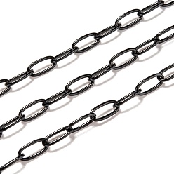 Black Spray Painted Brass Cable  Chains, with Spool, Unwelded, Black, 10x5x1mm, 32.8 Feet(10m)/roll