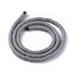 Gray Flat Round Eco-Friendly Handmade Polymer Clay Bead Spacers, Gray, 4x1mm, Hole: 1mm, about 380~400pcs/strand, 17.7 inch