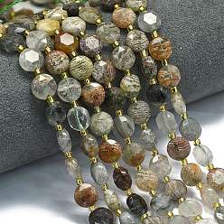 Лодолит Кварц Природного кварца lodolite нитей бисера, граненый шестиугольный разрез, плоско-круглые, с бисером, 10~10.5x6 мм, отверстие : 1 мм, около 31~32 шт / нитка, 15.35''~15.55'' (39~39.5 см)