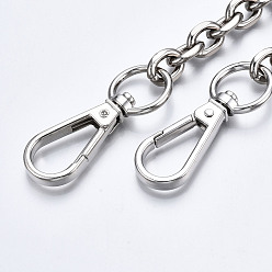 Platinum Bag Chains Straps, Iron Cable Link Chains, with Alloy Spring Gate Ring, for Bag Replacement Accessories, Platinum, 1190x9mm