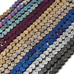 (52) Непрозрачная лаванда Гальванические бусины из натуральной лавы, сердце, разноцветные, 8x8.5x3 мм, отверстие : 1 мм, около 60 шт / нитка, 16.54'' (42 см)