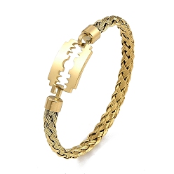 Золотой Регулируемое вакуумное покрытие 304 браслеты из нержавеющей стали, прямоугольник 201 прямоугольные звенья из нержавеющей стали для женщин, золотые, внутренний диаметр: 2-1/8x2-5/8 дюйм (5.5x6.75 см)