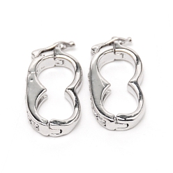 Платина Латунная застежка-арахис, со стразами, для изготовления кошелька, платина, 1.9x1x0.35 см, Внутренний диаметр: 1.25x0.65 cm