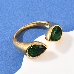 Зеленый 304 нержавеющая сталь со стеклянной манжетой и открытыми кольцами, золотые, ионное покрытие (ip), зелёные, 7.5 мм, внутренний диаметр: 17 мм