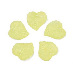 Champagne Yellow Transparent Acrylic Pendants, Frosted, Heart, Champagne Yellow, 16x15x3mm, Hole: 1.8mm, about 1400pcs/500g