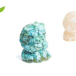 Синтетическая Бирюза Украшение в виде льва из смолы, с синтетической бирюзовой крошкой внутри статуэток для украшения домашнего офиса, 39x37x53 мм