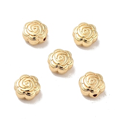 Real 14K Gold Plated Rack Plating Alloy Beads, Long-Lasting Plated, Cadmium Free & Lead Free, Rose, Real 14K Gold Plated, 8x4mm, Hole: 1mm