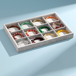 Серый Бархатные подносы для ювелирных изделий, органайзер для ювелирных изделий держатель для кольца, серьги, ожерелья, браслета, хранения, прямоугольные, серые, 35x24x3 см