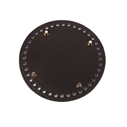 Черный Плоские круглые сумки для вязания крючком из искусственной кожи, для аксессуаров дна сумки, чёрные, 14 см