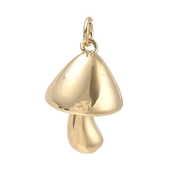 Real 18K Gold Plated Brass Pendants, Mushroom Charms, Cadmium Free & Lead Free, Rack Plating, Long-Lasting Plated, Real 18K Gold Plated, 20x14mm, Hole: 3.5mm
