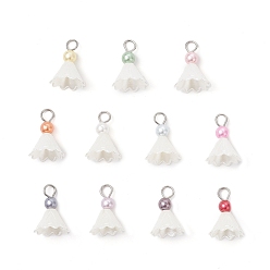 (52) Непрозрачная лаванда 11 шт. 11 цвета АБС-пластик и акриловые искусственные жемчужины цветы подвески, с железными петлями, платина, разноцветные, 21.5x15.5 мм, отверстие : 3.7 мм, 1 шт / цвет