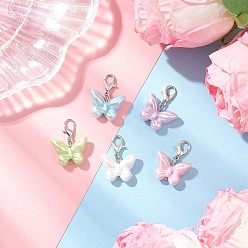 Платина Подвесные украшения в виде бабочек из непрозрачного акрила с имитацией жемчуга, Сплав с застежками когтя омара, платина, 25.5 мм