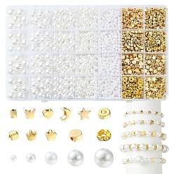 (52) Непрозрачная лаванда Набор ювелирных изделий diy, включая пластиковые бусины ccb, железа горный хрусталь разделительные бусинки, абс пластиковые жемчужные бисера, разноцветные, 4~12x4~12x2.5~12 мм, отверстие : 1.2~2.3 мм