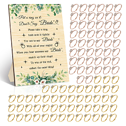 Слово 100шт. регулируемые кольца на палец из сплава со стразами, с 1шт. деревянными табличками и декоративными элементами, слово, 6.5 мм, размер США 7 1/4 (17.5 мм)