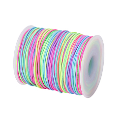 Разноцветный Сегментированный окрашенный круглый полиэстеровый эластичный шнур, с катушкой, красочный, 1.2~1.4 мм, около 92.96 ярдов (85 м) / рулон