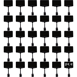 Черный Прямоугольные пластиковые держатели для полок, держатели для магазинов с зажимами для вешалок, для отображения ценников и чеков в супермаркете, чёрные, 14.8x10.5x0.05 см