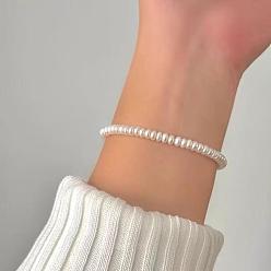 Белый Браслеты из натурального пресноводного жемчуга для женщин, рондель, белые, 6-7/8 дюйм (17.5 см)