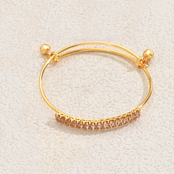 Pink Регулируемые железные браслеты, прямоугольные кубические циркониевые украшения для женщин, с очарованием колокола, розовые, внутренний диаметр: 2-3/8 дюйм (6 см)