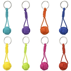 (52) Непрозрачная лаванда 8 шт. 8 цветные полиэстеровые круглые брелоки, со шнуром из спандекса и деревом, с 304 кольцами для ключей из нержавеющей стали, цвет нержавеющей стали, разноцветные, 95 мм, 1 шт / цвет