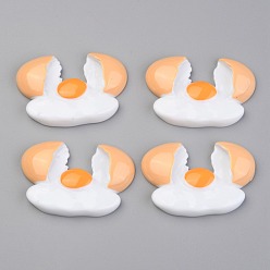 Farbig Undurchsichtige Decoden-Cabochons aus Harz, Imitation Lebensmittel, Spiegelei, Farbig, 39x61x9 mm