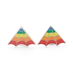 Colorful Alloy Enamel Brooches, Enamel Pin, with Butterfly Clutches, Rainbow Paper Plane, Platinum, Colorful, 18.5x25.5x10mm