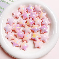 Pink Пластиковые бусины с УФ-покрытием, переливающаяся звезда, розовые, 22x22 мм, отверстие : 2.8 мм