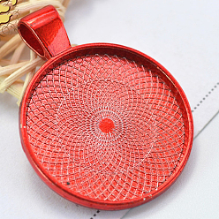 Красный Электрофорез настройки кабошон Сплав, плоско-круглые, красные, лоток : 25 мм, 35.5x27.5x5.5 мм, отверстие : 4.5x6 мм