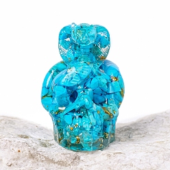 Синтетическая Бирюза Хэллоуинская змея с черепом, фигурки из смолы, с синтетической бирюзовой крошкой внутри статуэток для украшения домашнего офиса, 58x43 мм