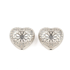 Античное Серебро Сплавочные овальные бусины тибетского стиля , сердце, без свинца и без кадмия, античное серебро, 13x14x8 мм, отверстие : 1.8 мм